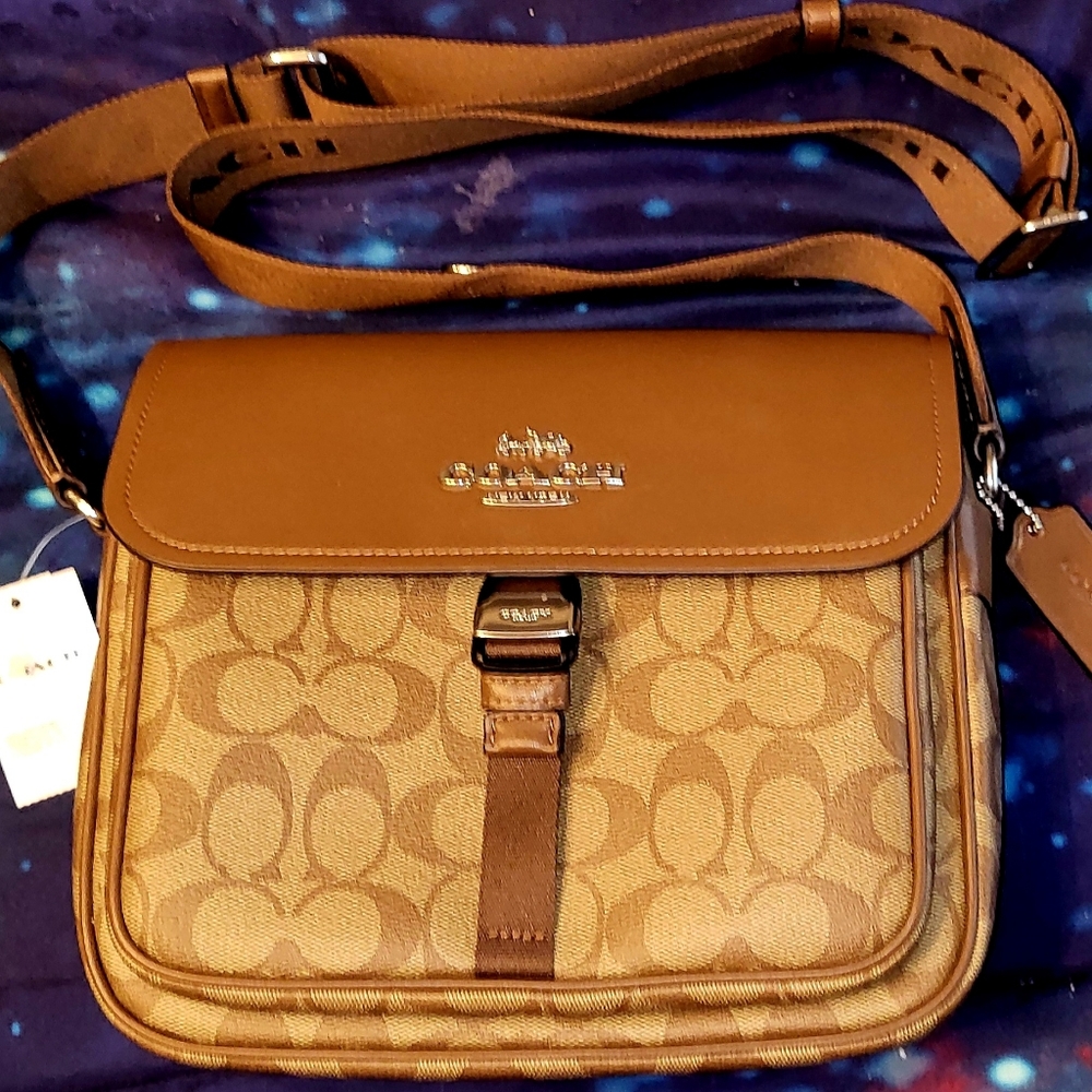Coach Brown Monogram Crossbody Bag with Adjustable Strap